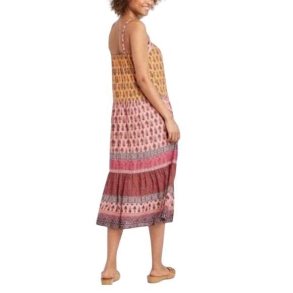 Knox Rose Floral Dress XS Red Boho ALine Tiered Midi Sweetheart Layer Sleeveless - Picture 8 of 13